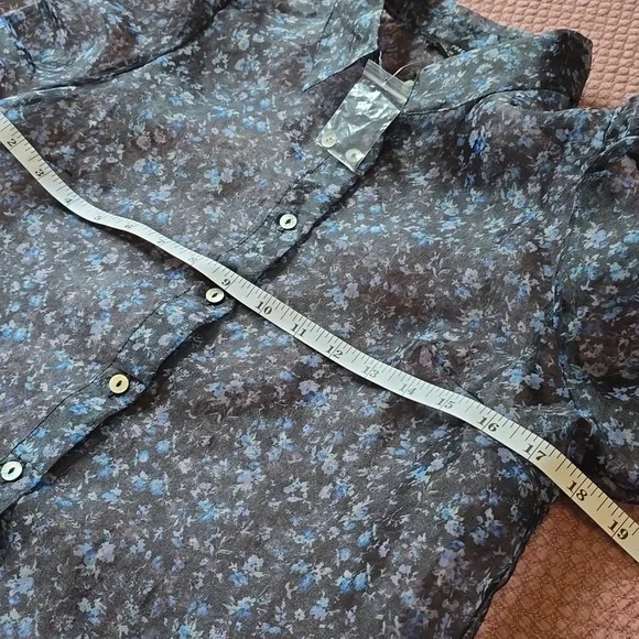 Forever 21 Floral Sheer Puff Sleeve Womens Blouse - Picture 5 of 9